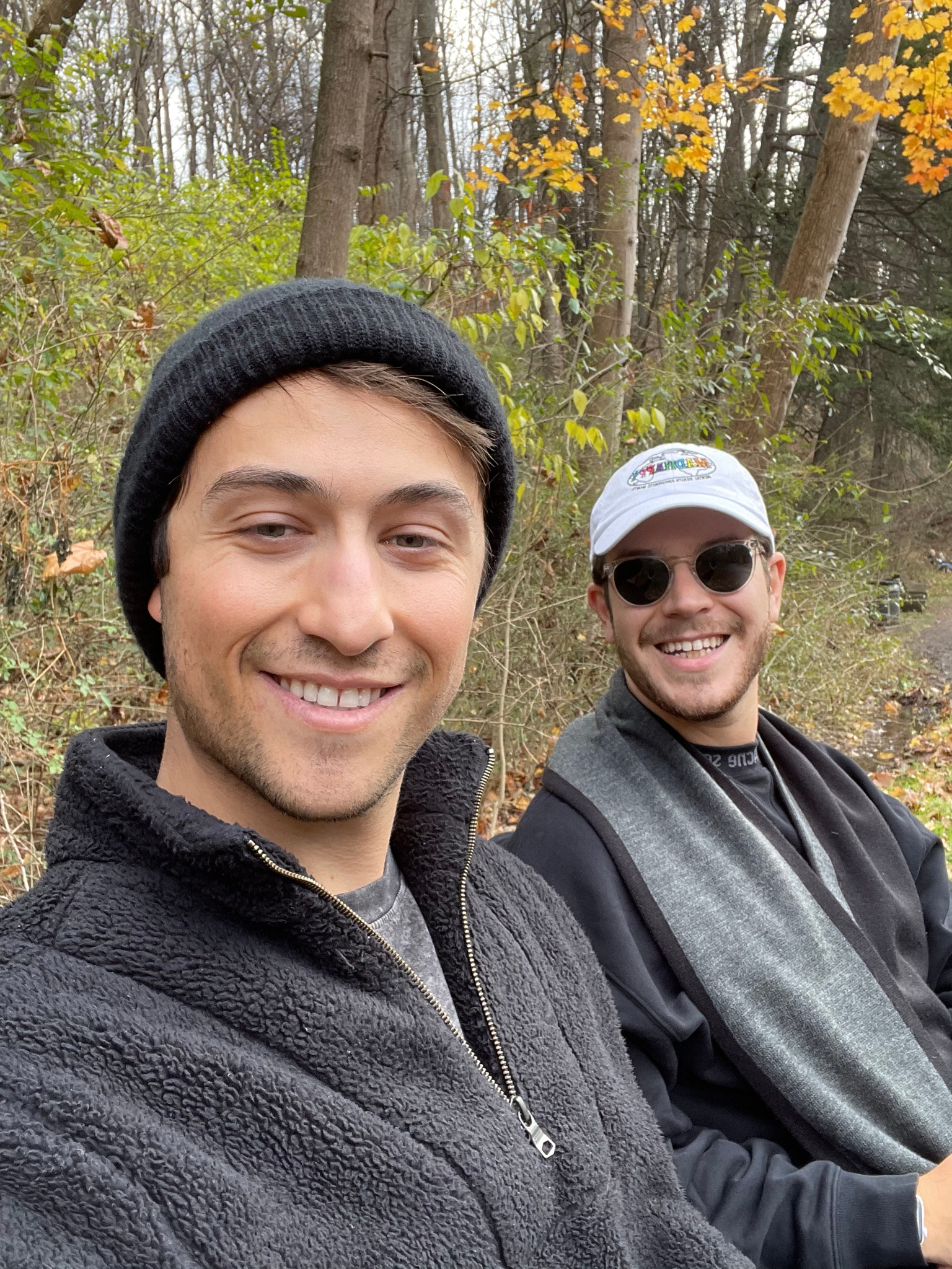 Phil and Zack taking a break during a hike
