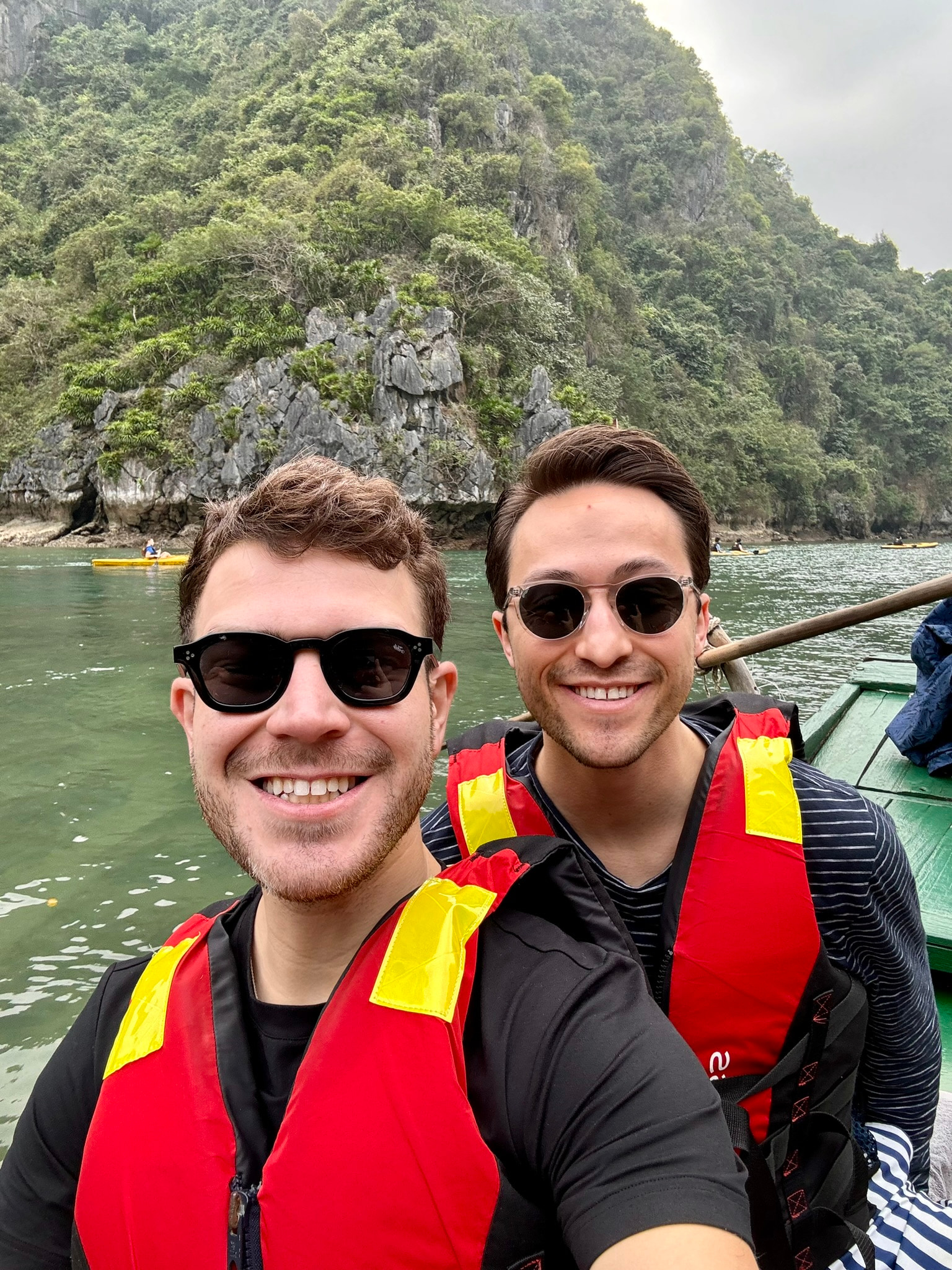 Phil and Zack together on the water in Ha Long Bay